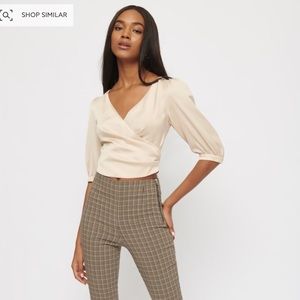 Dynamite cropped wrap blouse